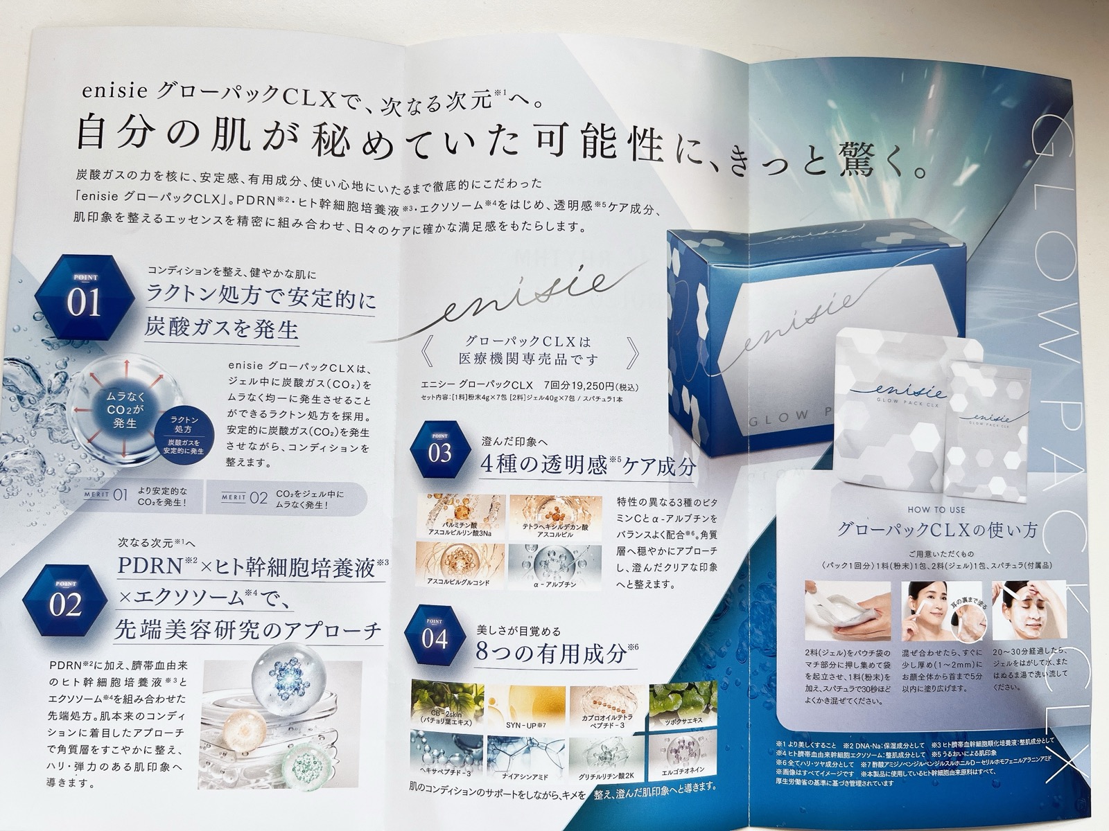エニシーグローパックCLXのパンフレット 成分と使い方の説明